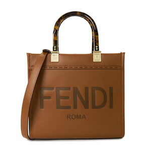FENDI FF Jacquard Shopper Tote Shoulder Bag Brown